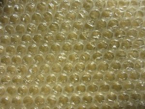 Close-up of a sheet of bubble wrap used for packing artwork