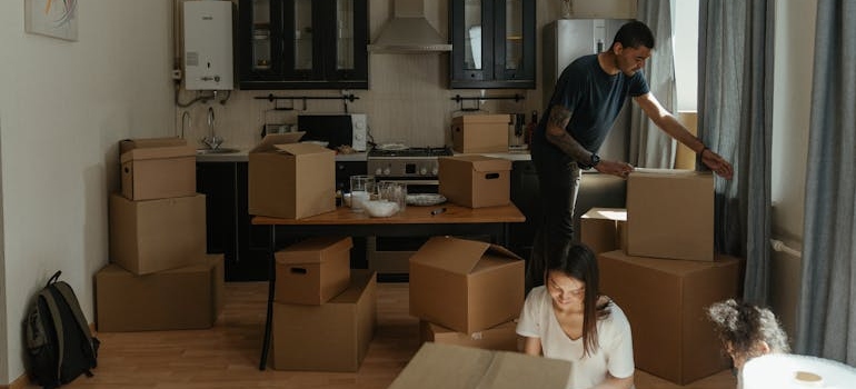 a family packing 