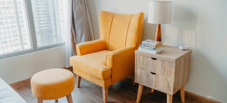 An orange armchair