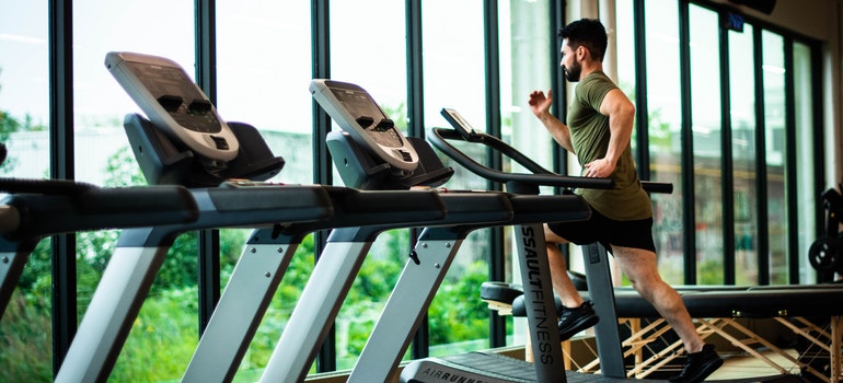 A man on the treadmill.