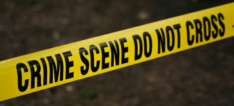 The sign for the crime scene.