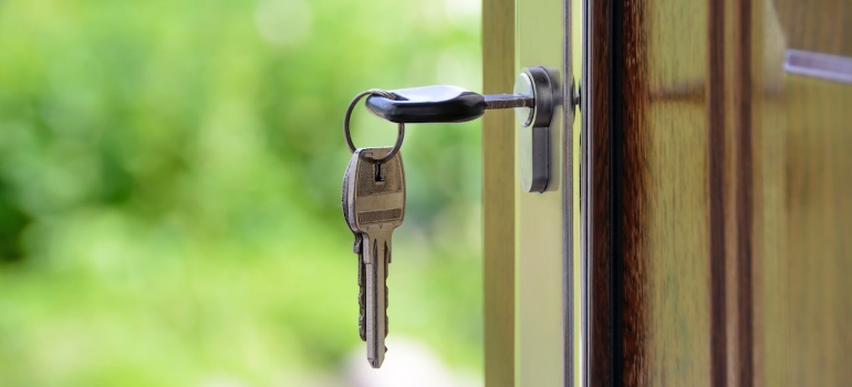 The key in the lock in the door
