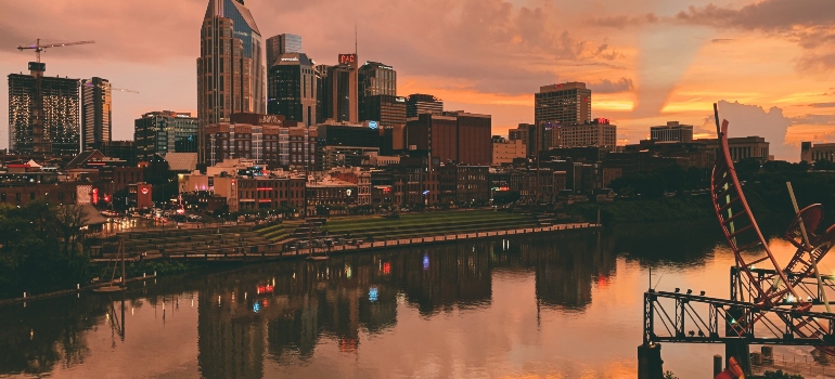 sunset in a beautiful city