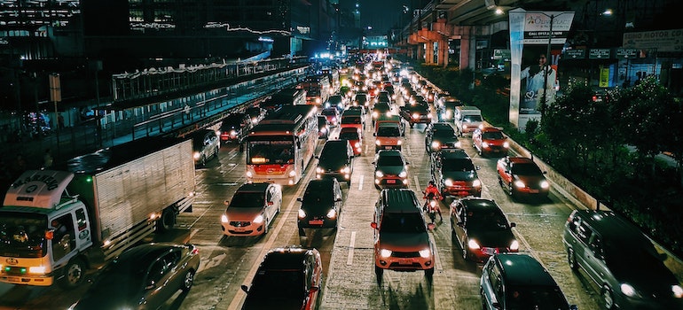 A traffic jam in a city