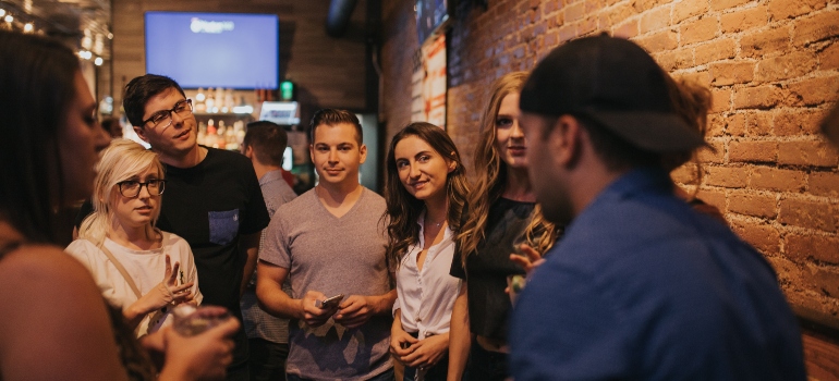 group of friends talking