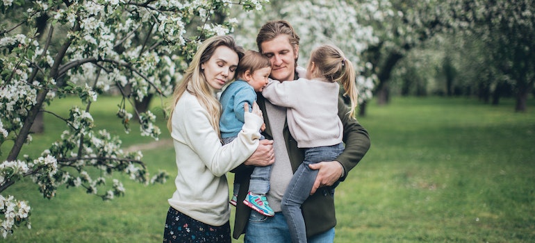 A family hugging