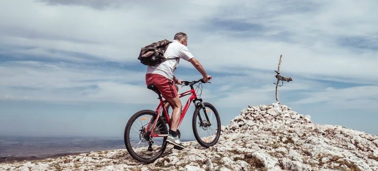 A man riding a mountain bicycle
