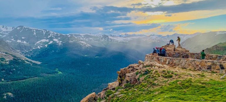 People standing on top of a mountain