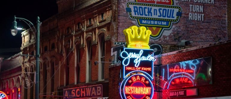 Beale Street in downtown Memphis, Tennessee