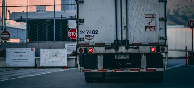 A white truck on the road
