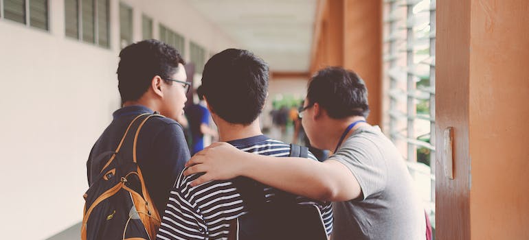 Kids in a school hallway
