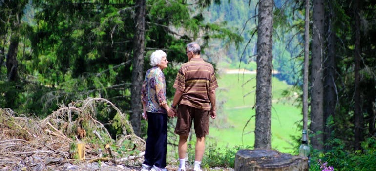 An older couple on a hike