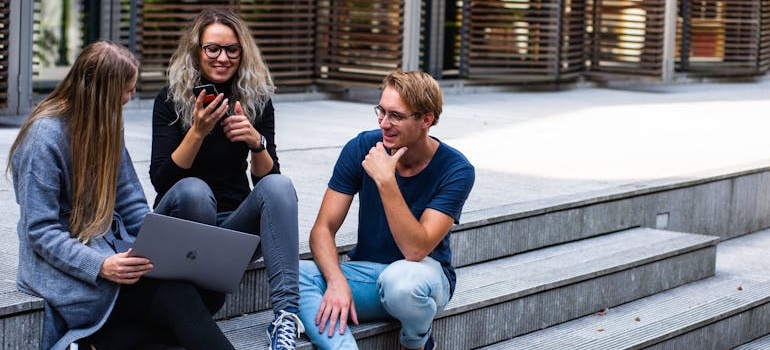 University students hanging out