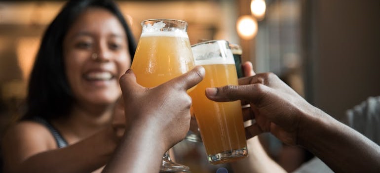 People drinking beer