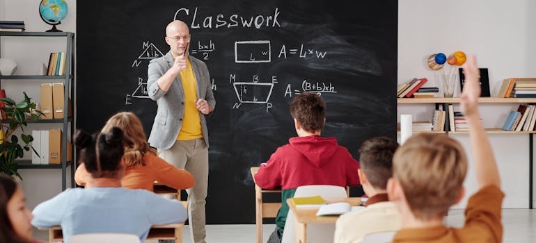 Kids in class at school