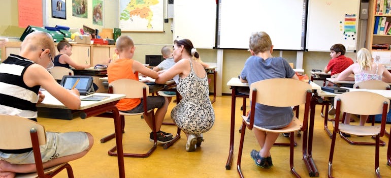 Kids in a classroom at an elementary school