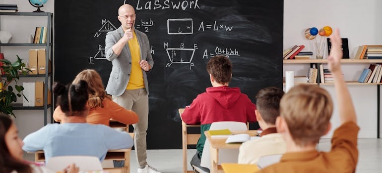 Kids in class at school