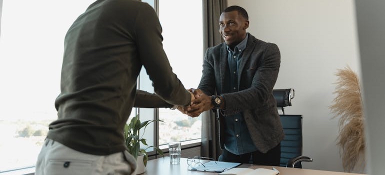 A person at a job interview in an office