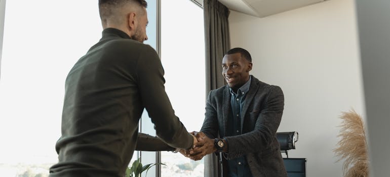 Candidate shaking hands at a job interview