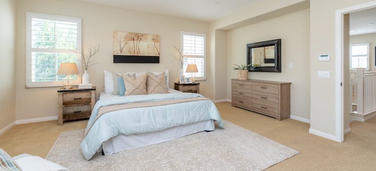The interior of a bedroom