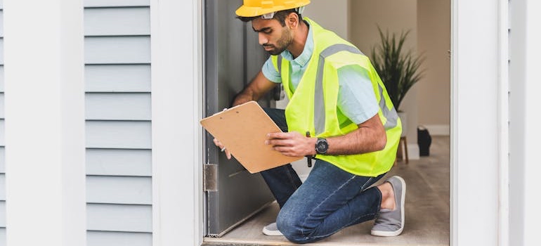 A home inspector at work
