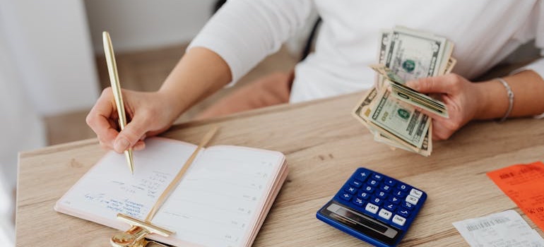 A person budgeting