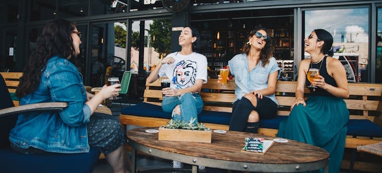 Friends spending time together at a table