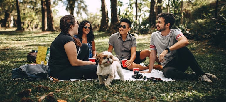People spending time at the park after moving to one of the top Tennessee lake towns that offer affordable living