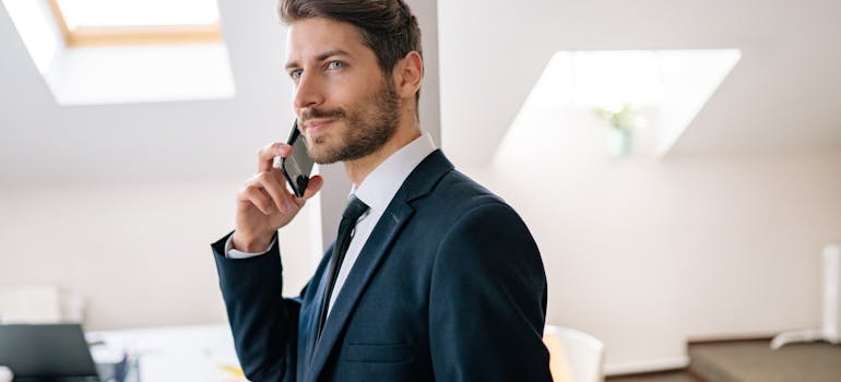 A person on a phone call scheduling utility setup
