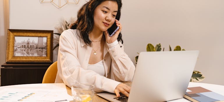 A person working at a desk in a dedicated home office