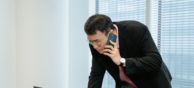 A person making a phone call