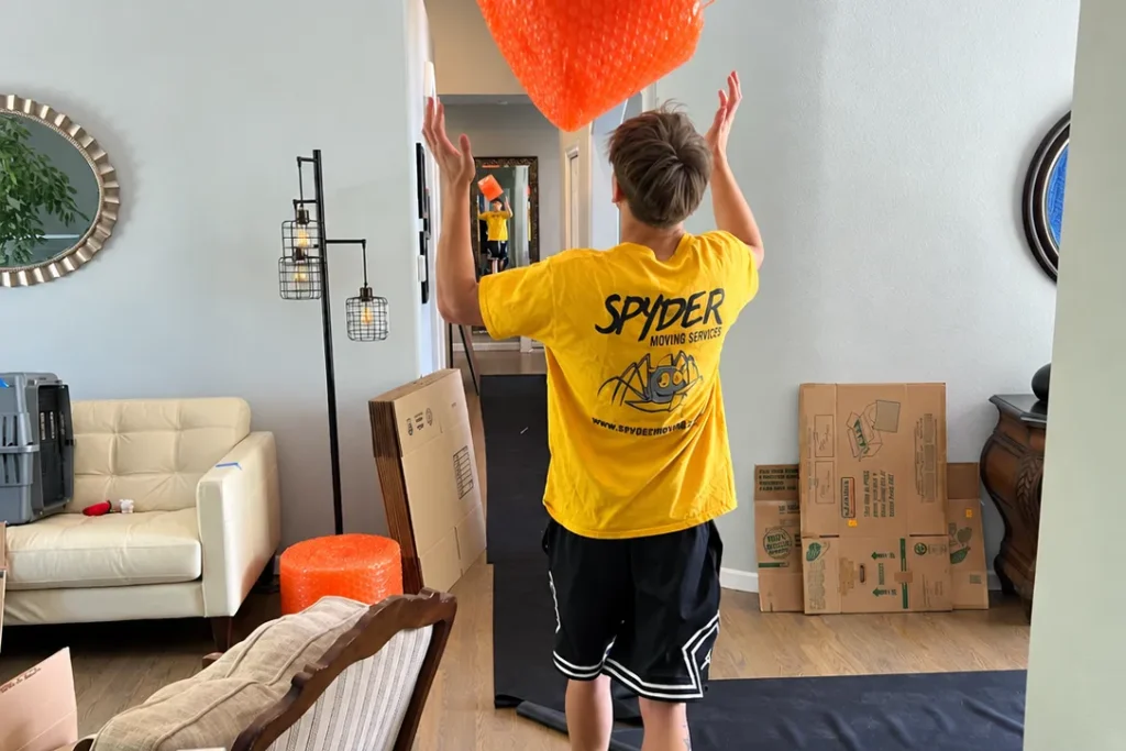 Spyder mover carrying items in an apartment