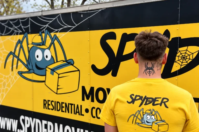 Spyder mover in a yellow company shirt next to the truck