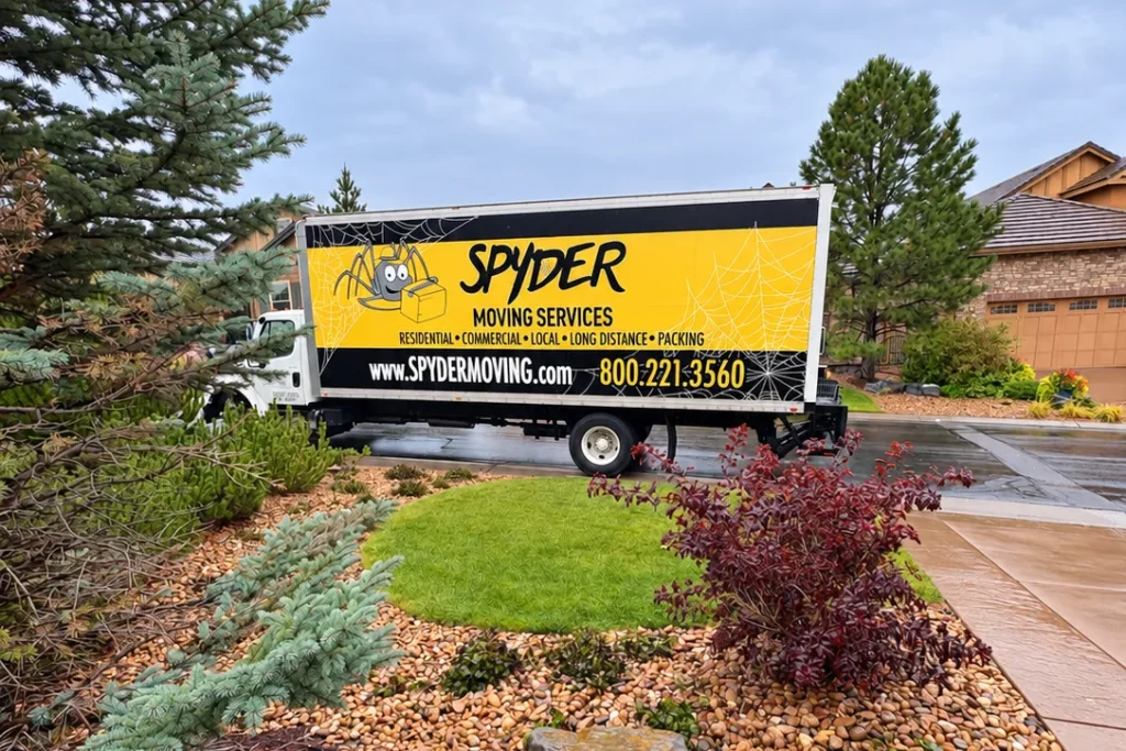 Spyder truck parked beyond a landscaped front yard