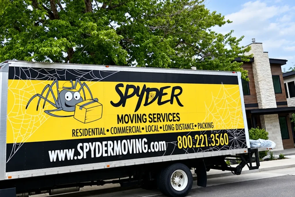 Spyder moving truck on the road
