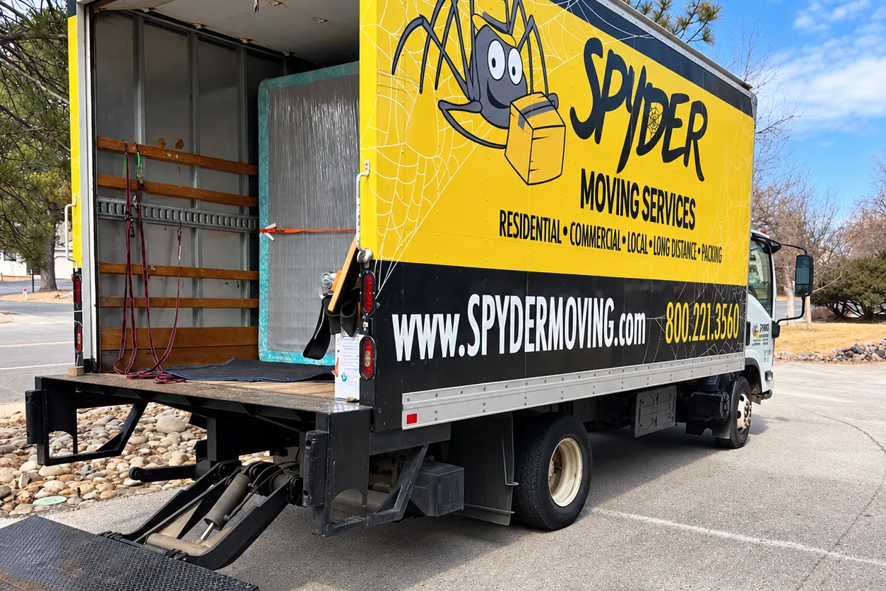 Open Spyder box truck loaded with furniture by movers serving Picayune, MS