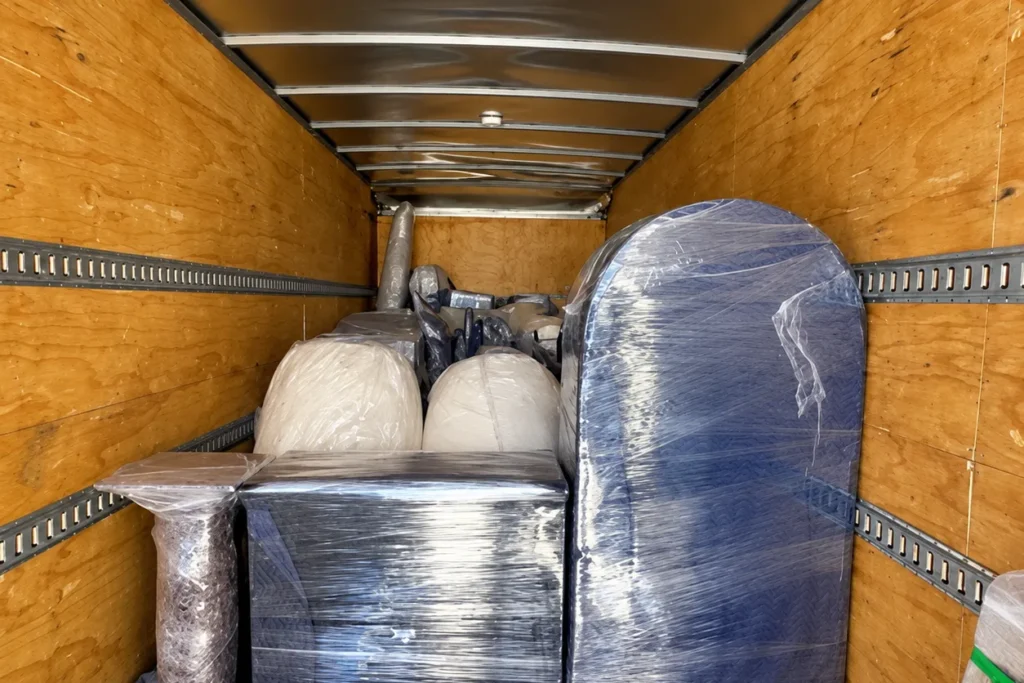 Furniture packed tight inside a Spyder truck
