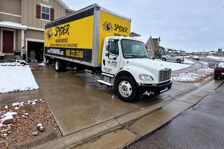 Spyder truck on a snowy residential street