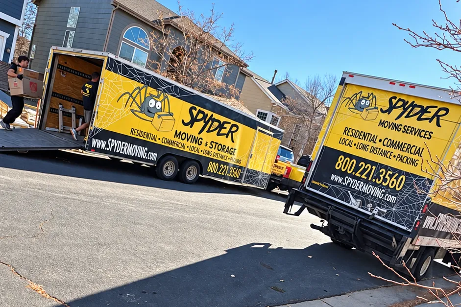 Two Spyder trucks parked on a residential street
